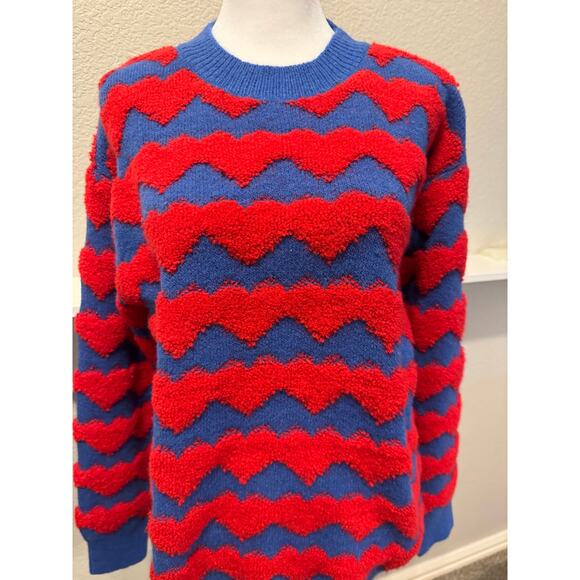 New-Wave Pattern Sweater-Blue & Red-Medium - Picture 1 of 4